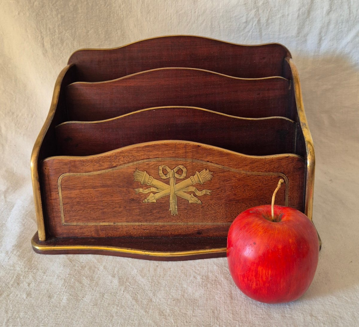 Classeur de courrier en acajou et décors de laiton du XIXème siècle -photo-2