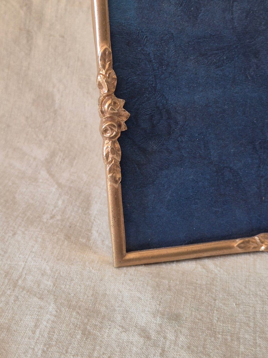 Horizontal Photo Frame In Gilded Bronze With Floral Decorations, Dating From The Late 19th Century -photo-4
