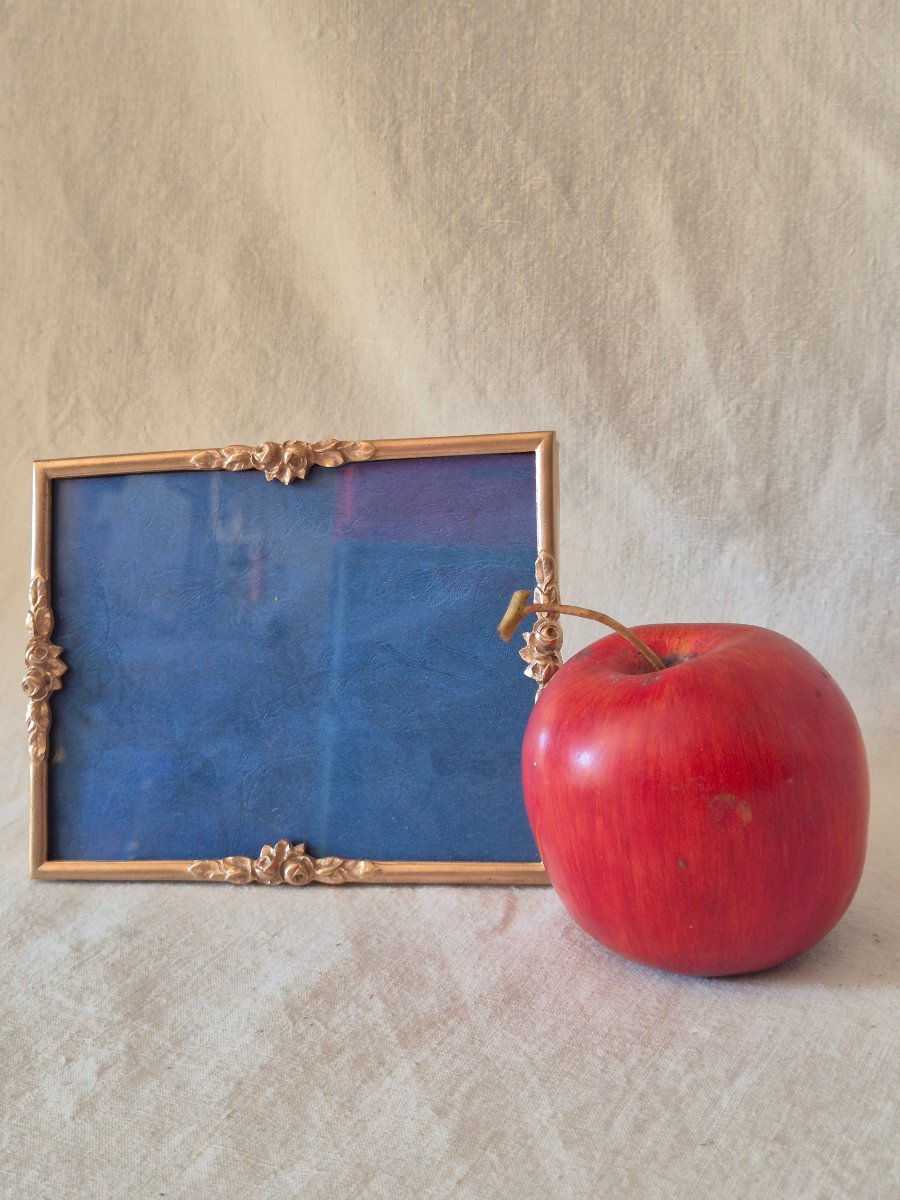 Horizontal Photo Frame In Gilded Bronze With Floral Decorations, Dating From The Late 19th Century -photo-3