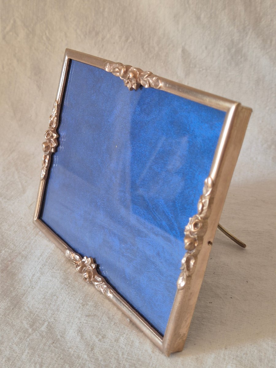 Horizontal Photo Frame In Gilded Bronze With Floral Decorations, Dating From The Late 19th Century -photo-4