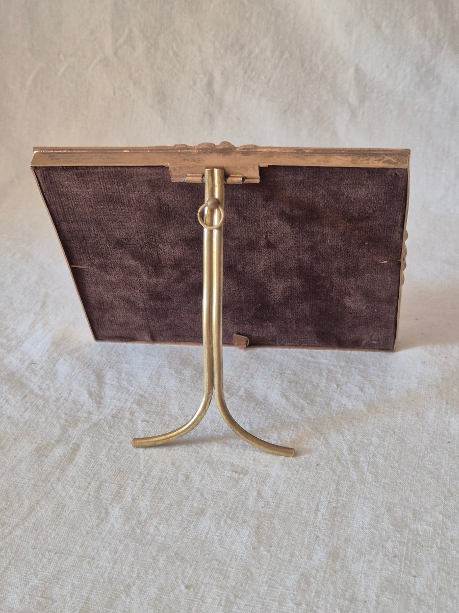 Horizontal Photo Frame In Gilded Bronze With Floral Decorations, Dating From The Late 19th Century -photo-5