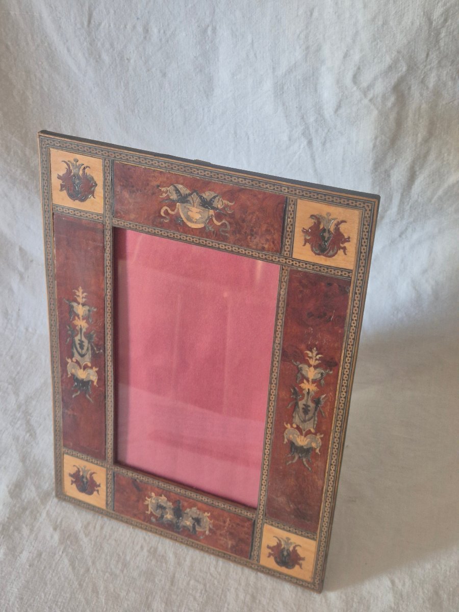 19th-century Renaissance-style Sorrento Marquetry Frame Made Of Various Types Of Wood-photo-4