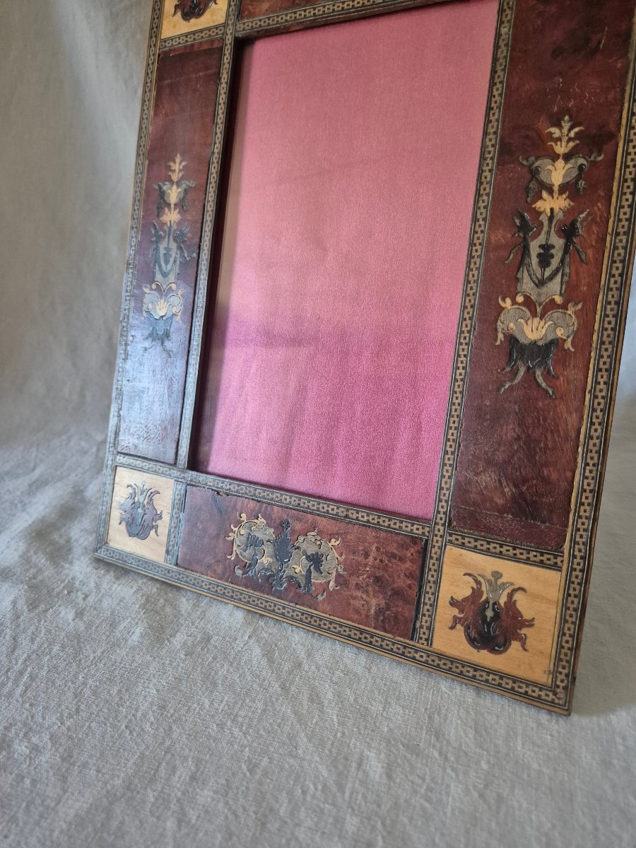 19th-century Renaissance-style Sorrento Marquetry Frame Made Of Various Types Of Wood-photo-6