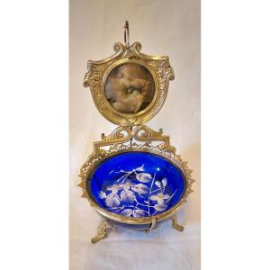 Baguier Watch Holder Bronze And Enameled Glass 19th Century 