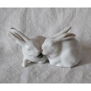 Couple Of Royal Porcelain Rabbits Copenhagen Denmark 20th 