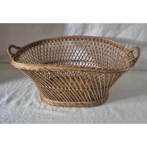 Large Oval Woven Wicker Laundry Basket