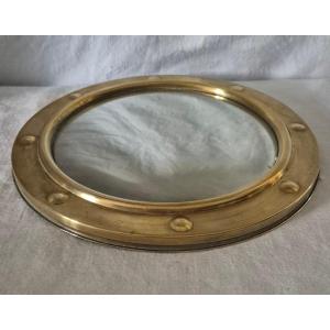 Witch Mirror In Its Round Brass "porthole" Frame. 