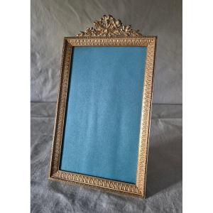 Cadre photo format cabinet en hauteur bronze doré XIXème siècle 