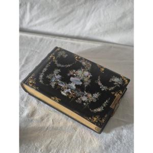 Album photo Napoléon III à couverture laquée noire et burgoté 