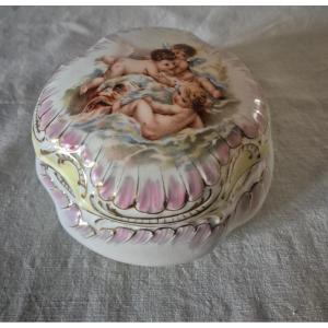 Porcelain Candy Dish Decorated With Cherubs 