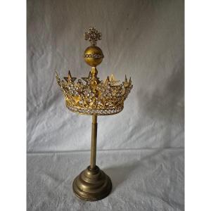 19th-century Gilt Bronze Crown Of The Virgin Mary With Its Base