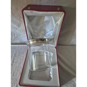 Sceau rafraîchissoir à champagne Cartier en cristal, argent et vermeil des années 1990