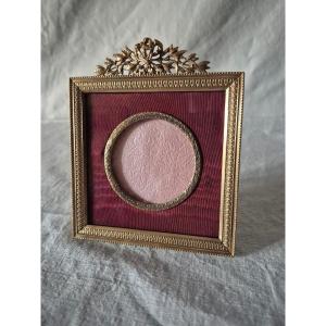 Second Empire Square Gilt Bronze Photo Frame With Marie-louise And Round View 