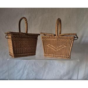 Deux paniers de poupée en vannerie du XIXème siècle 