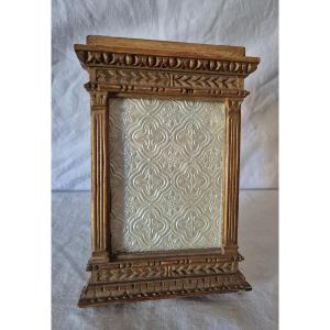 Gilded Wood Picture Frame With Mullioned Window, Early 20th Century
