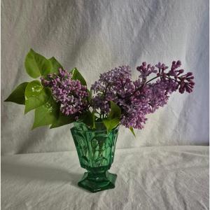 Vase verre à violette en verre vert du XIXème siècle 