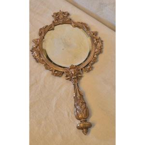 Miroir face à main en bronze Napoléon III 