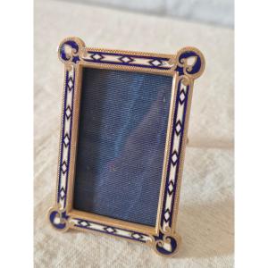 Small Gilt Bronze Photo Frame With Cloisonné Enamel, Late 19th Century