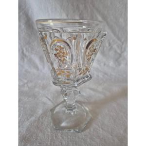 19th-century Baccarat Crystal Vase With Gilded Raised Edges 