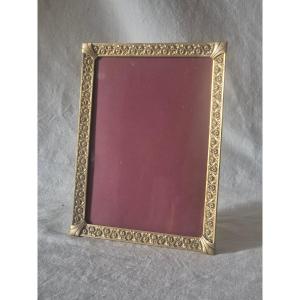 Cadre photo bronze doré Art Déco 16 x 21 cm