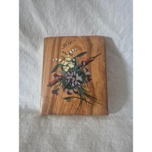 Colored Pencil Set With A Painted Olive Wood Lid—a Souvenir From Nice