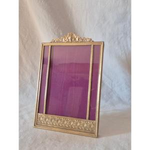 Très grand cadre photo, 34 x 23 cm, Napoléon III en bronze doré 