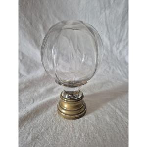 Faceted Clear Glass Staircase Orb Mounted On A 19th-century Bronze Base