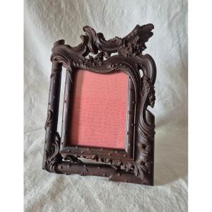 A Brown Hardened Wood Photo Frame In The Louis XV Rococo Style From The Late 19th Century