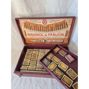 Coffret de présentation de magasin de plumes de stylos Baignol & Farjon vers 1900