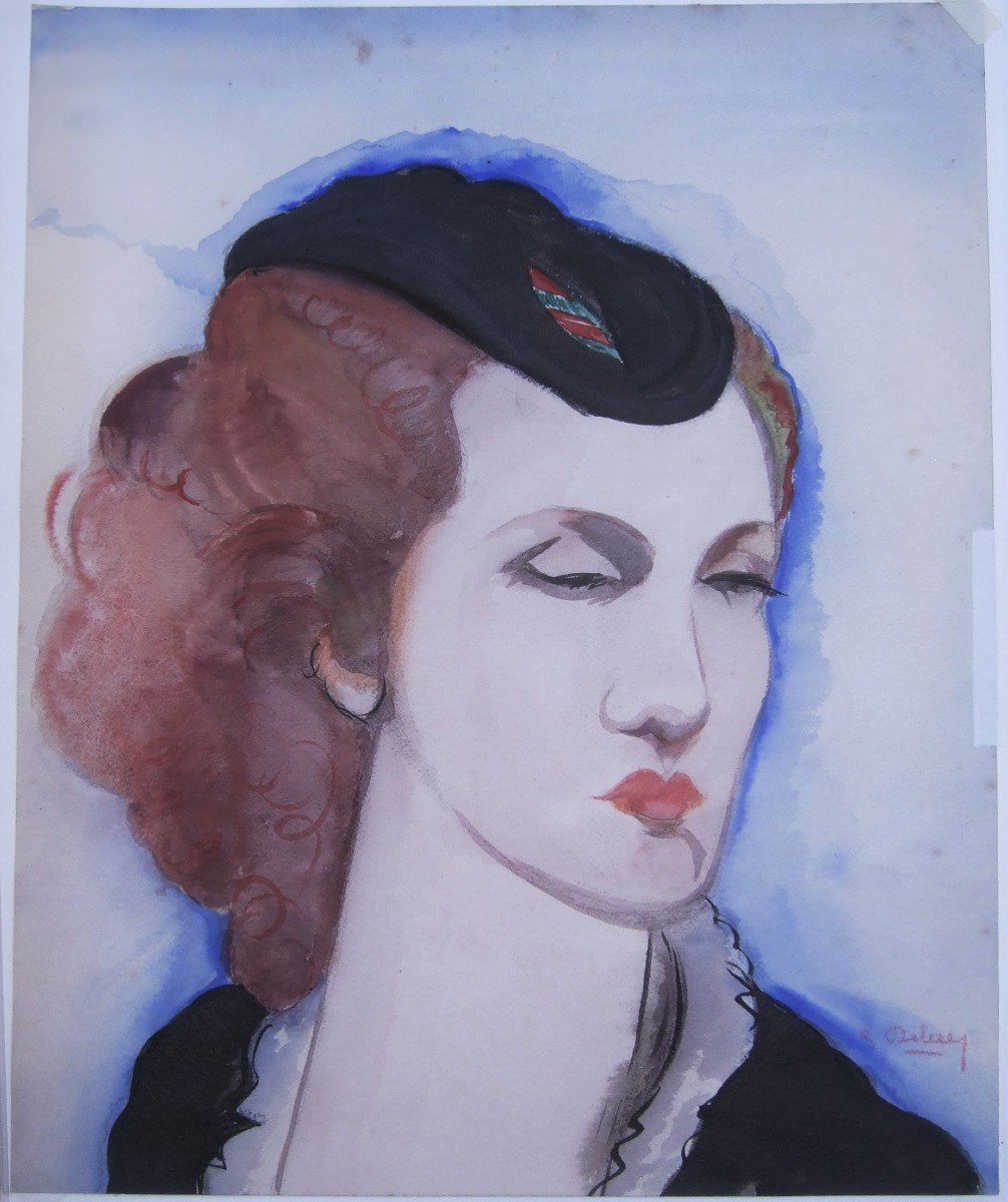 1930s. Portrait Of Woman. Signed.-photo-2