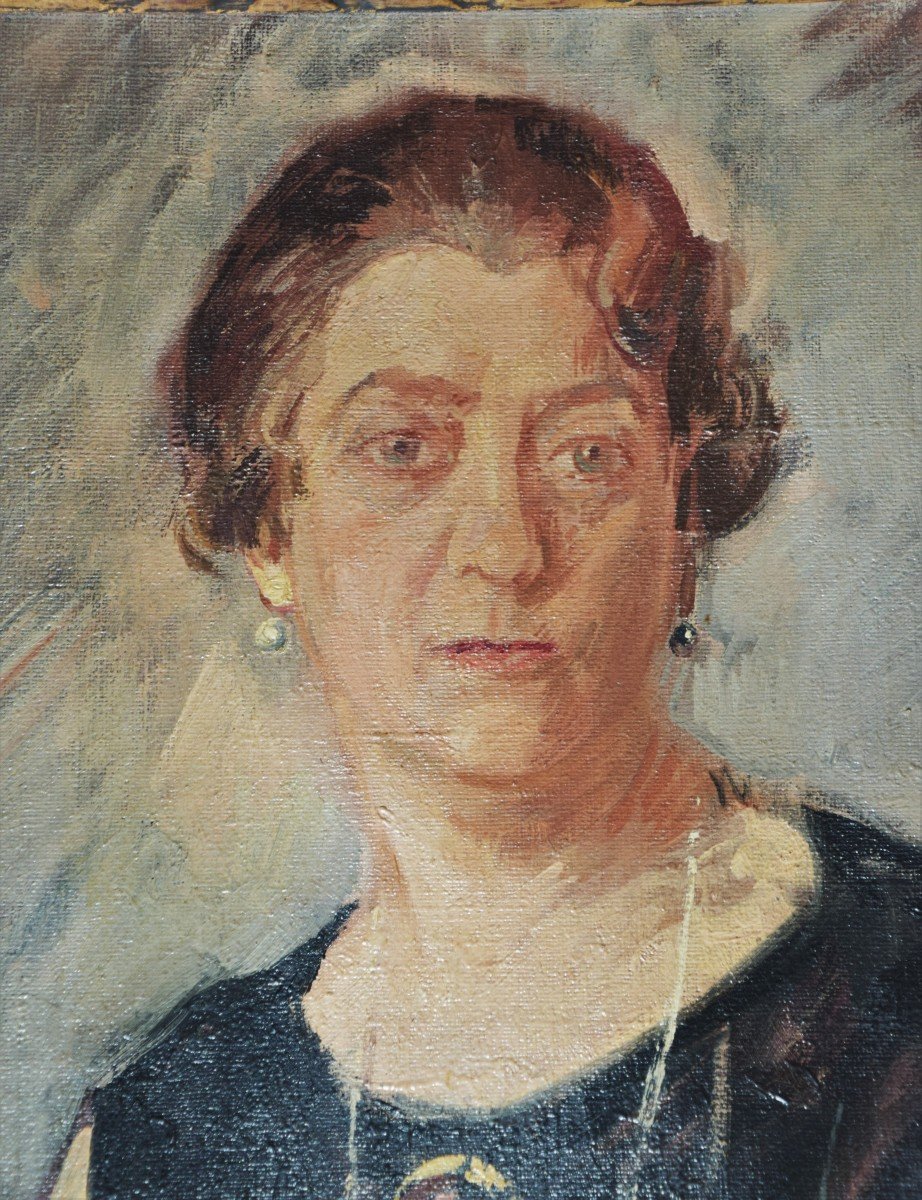 Jules Rambo. Portrait De Femme Au Collier. Signé & Daté 1927