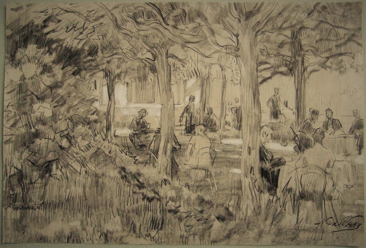 Nicolaas Van Der Waay. Project For His Painting "after The Concert At The Jardin d'Artis Royal", Signed