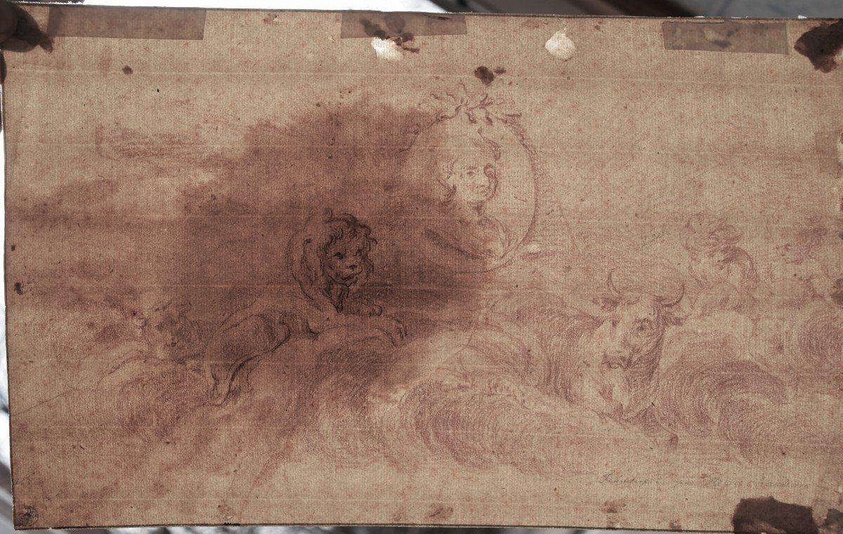 French School Of The 18th Century. Project Of A Funerary Monument. Rouzé-huet Collection, Lugt 1742-photo-3