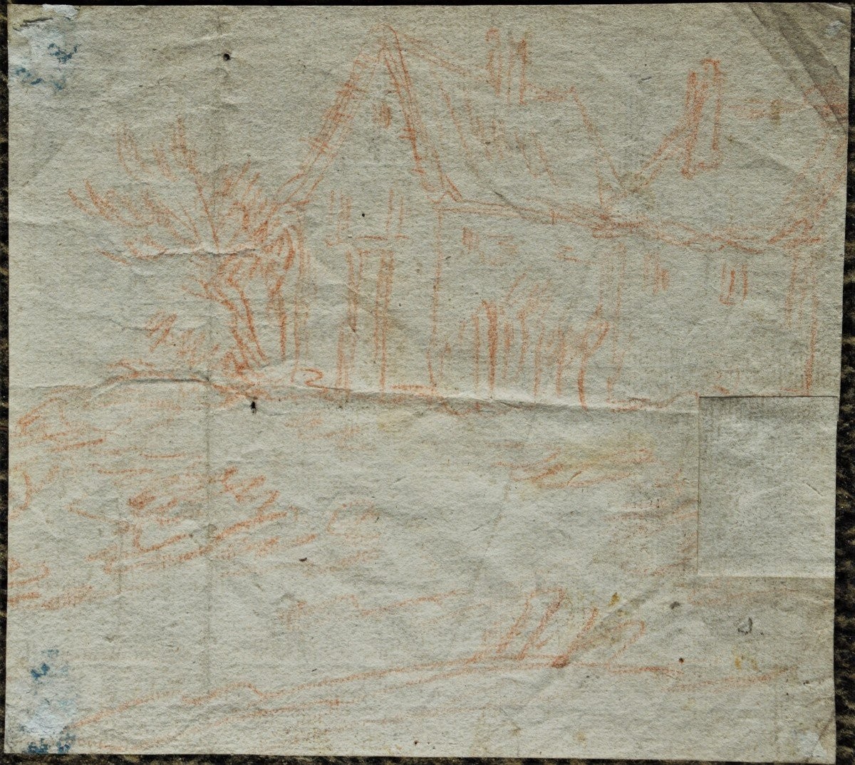 17th Century Northern School. Study Of Figures. On The Back, Study Of A House.-photo-2