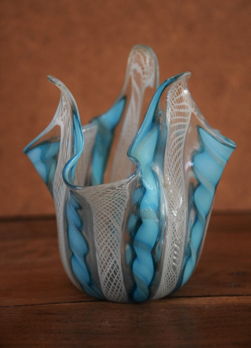 Fazzoletto Zanfirico Vase, Murano Circa 1960-photo-3