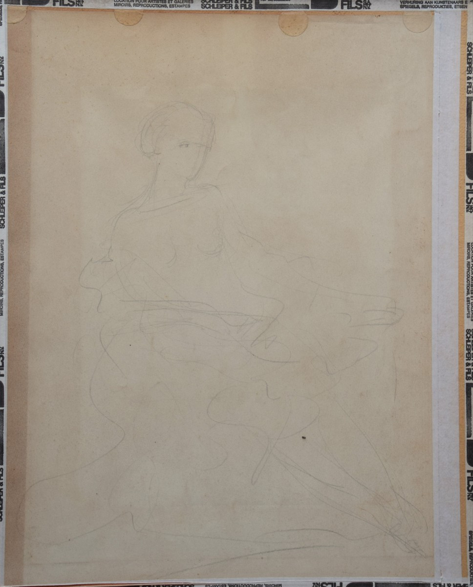 English School, Circa 1920. Portrait Of A Seated Woman, Her Bust Bare.-photo-2