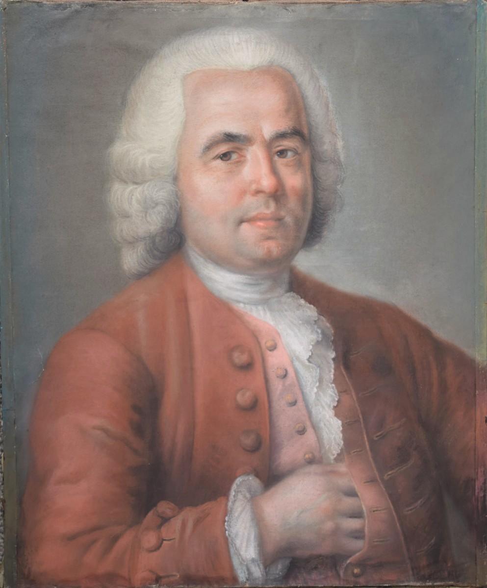 Ecole Française Du XVIII. Portrait d'Homme Au Jabot, En Costume Brun.-photo-2