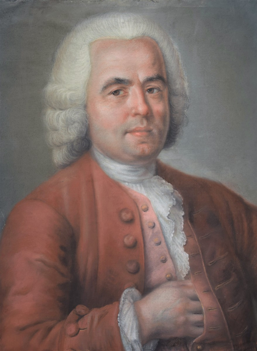 Ecole Française Du XVIII. Portrait d'Homme Au Jabot, En Costume Brun.