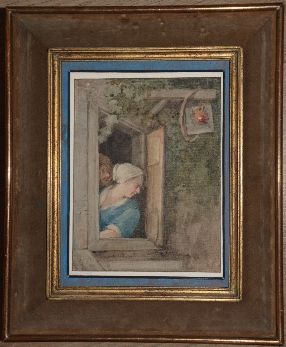 Aert Schouman 1710 - 1792. Un couple à sa fenêtre.-photo-2
