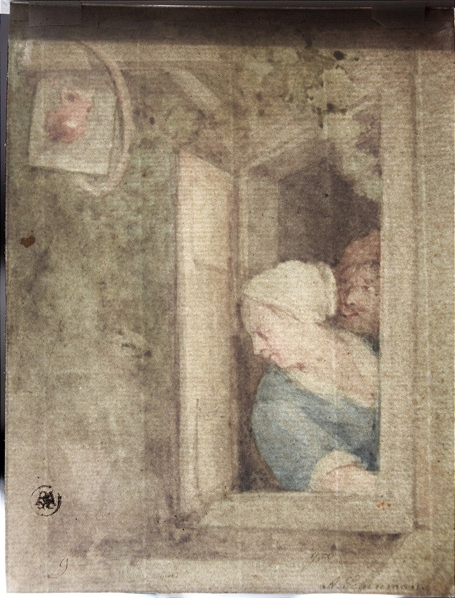 Aert Schouman 1710 - 1792. Un couple à sa fenêtre.-photo-4