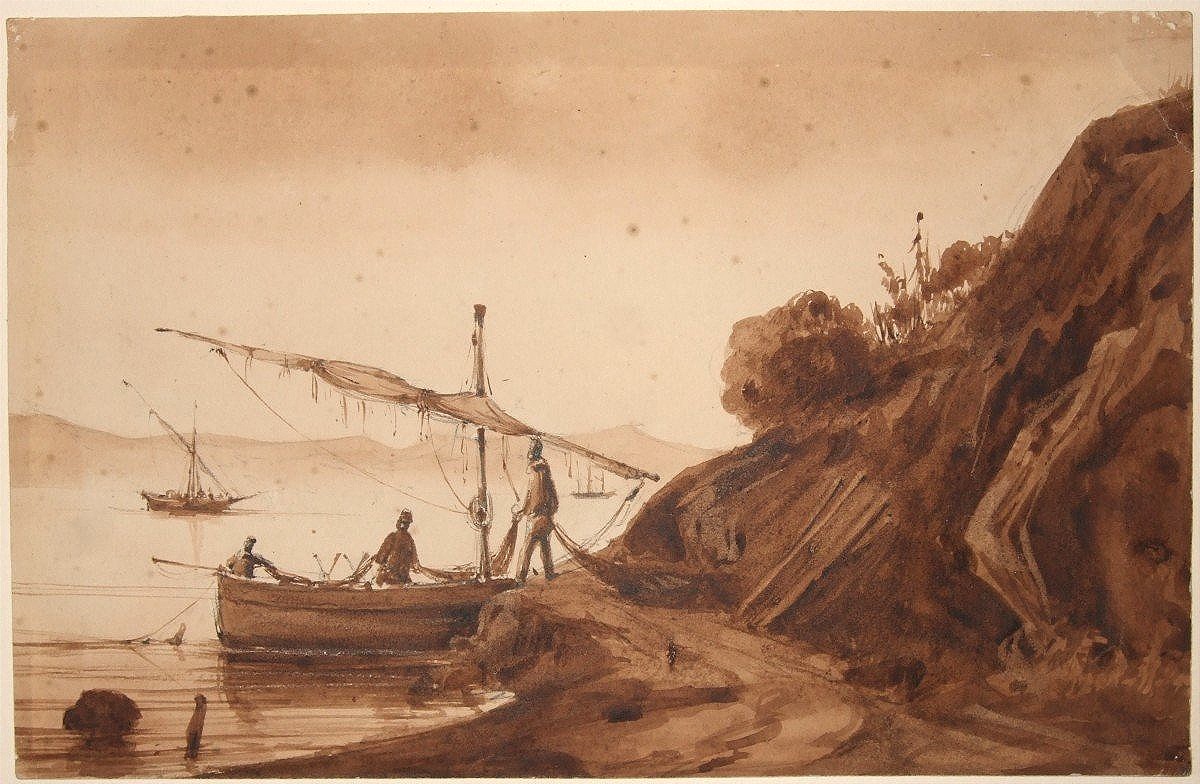 Henri Rolland 1897 - 1941. Pair Of Orientalist Watercolors. Felucca And Fortress.