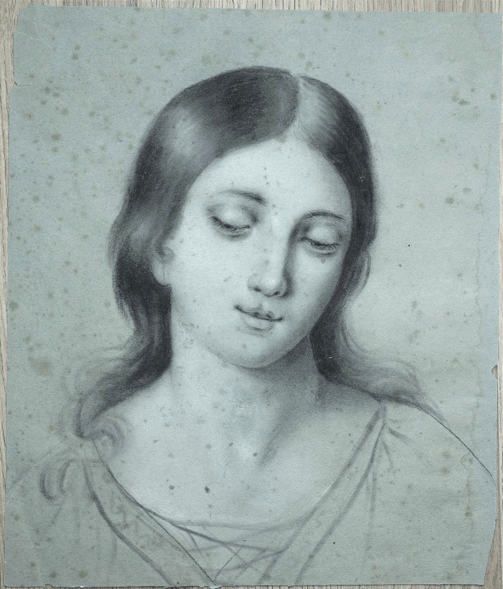 Petrus Van Schendel 1806 - 1870 Portrait de jeune femme.