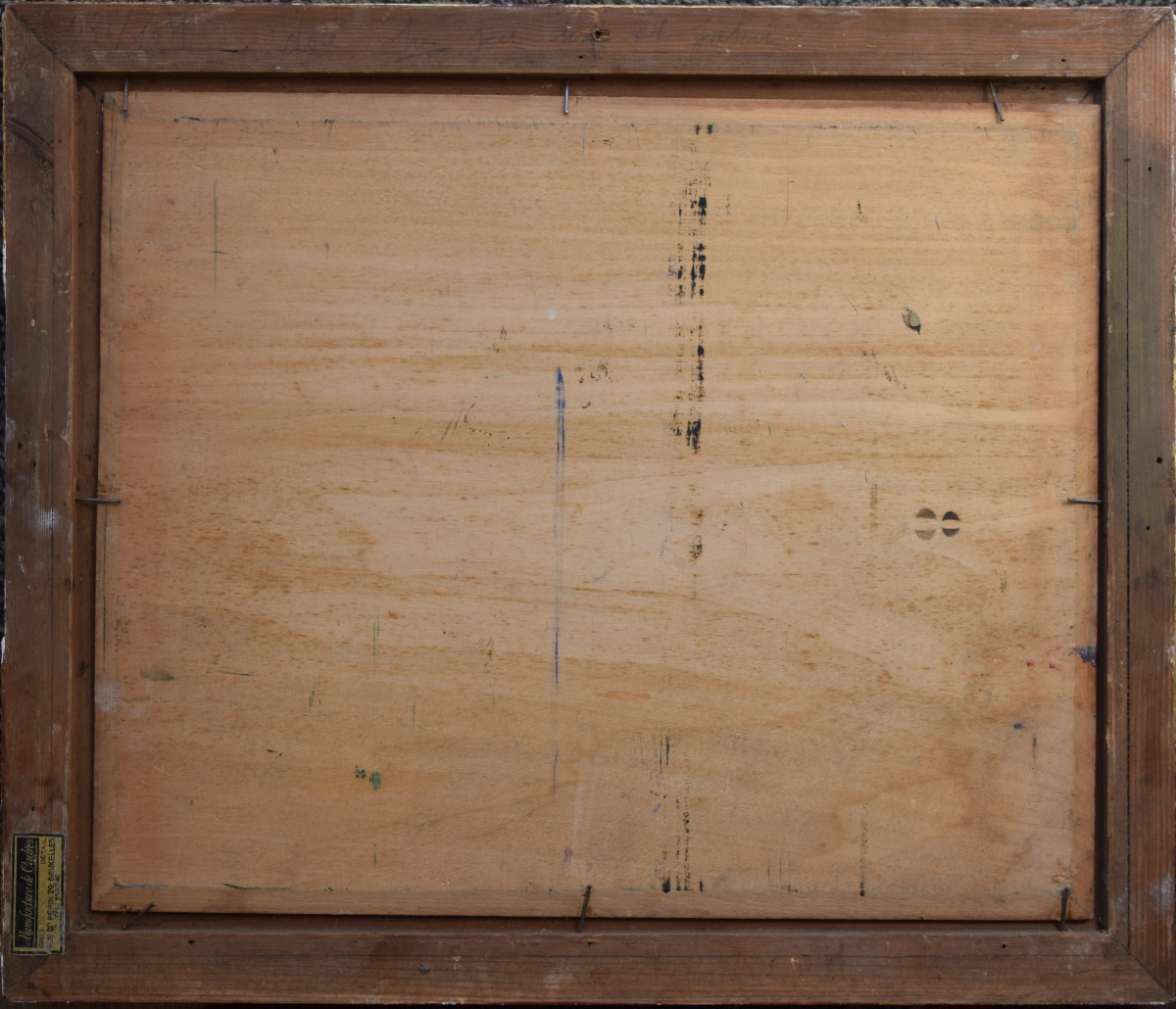 Ecole française du XXè. Vue d'un lac au crépuscule.-photo-3