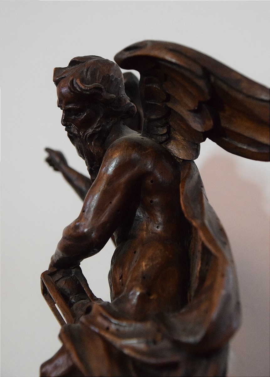 18th Century School. Chronos In The Clouds, An Hourglass In His Hand.-photo-3