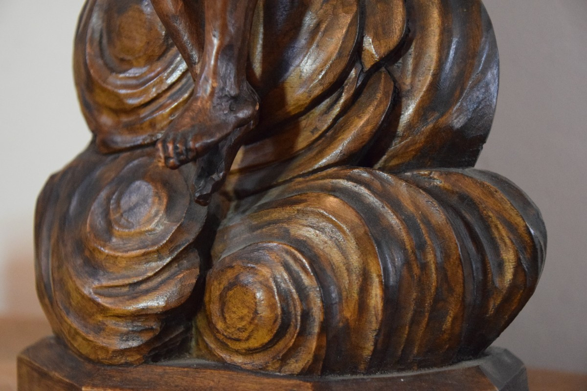 18th Century School. Chronos In The Clouds, An Hourglass In His Hand.-photo-4