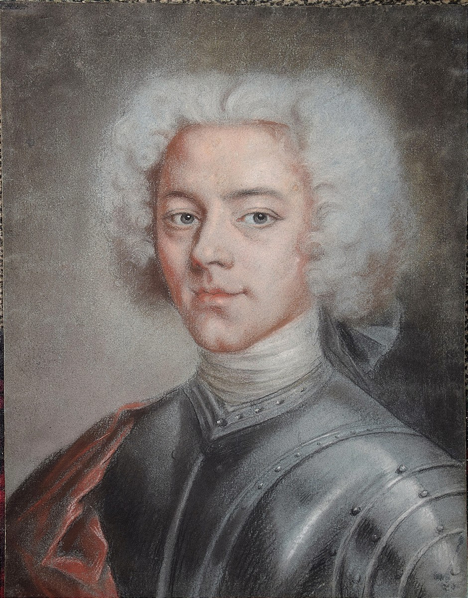French School Of The 18th Century. Portrait Of A Young Man In Armor.-photo-3