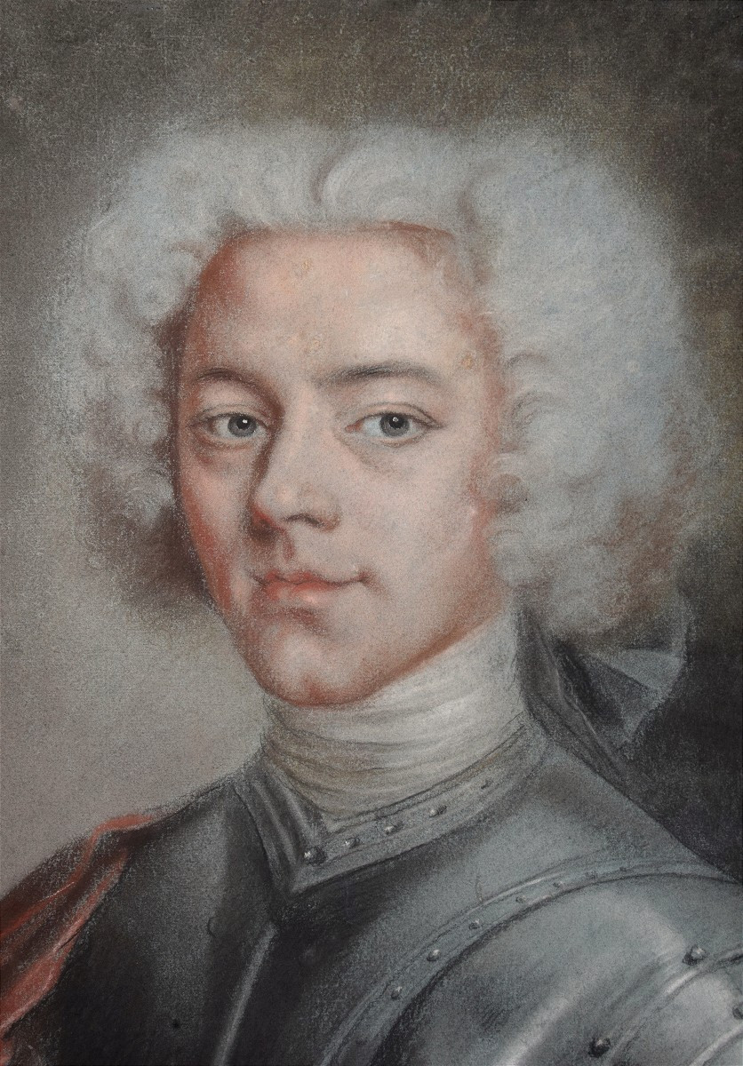 French School Of The 18th Century. Portrait Of A Young Man In Armor.