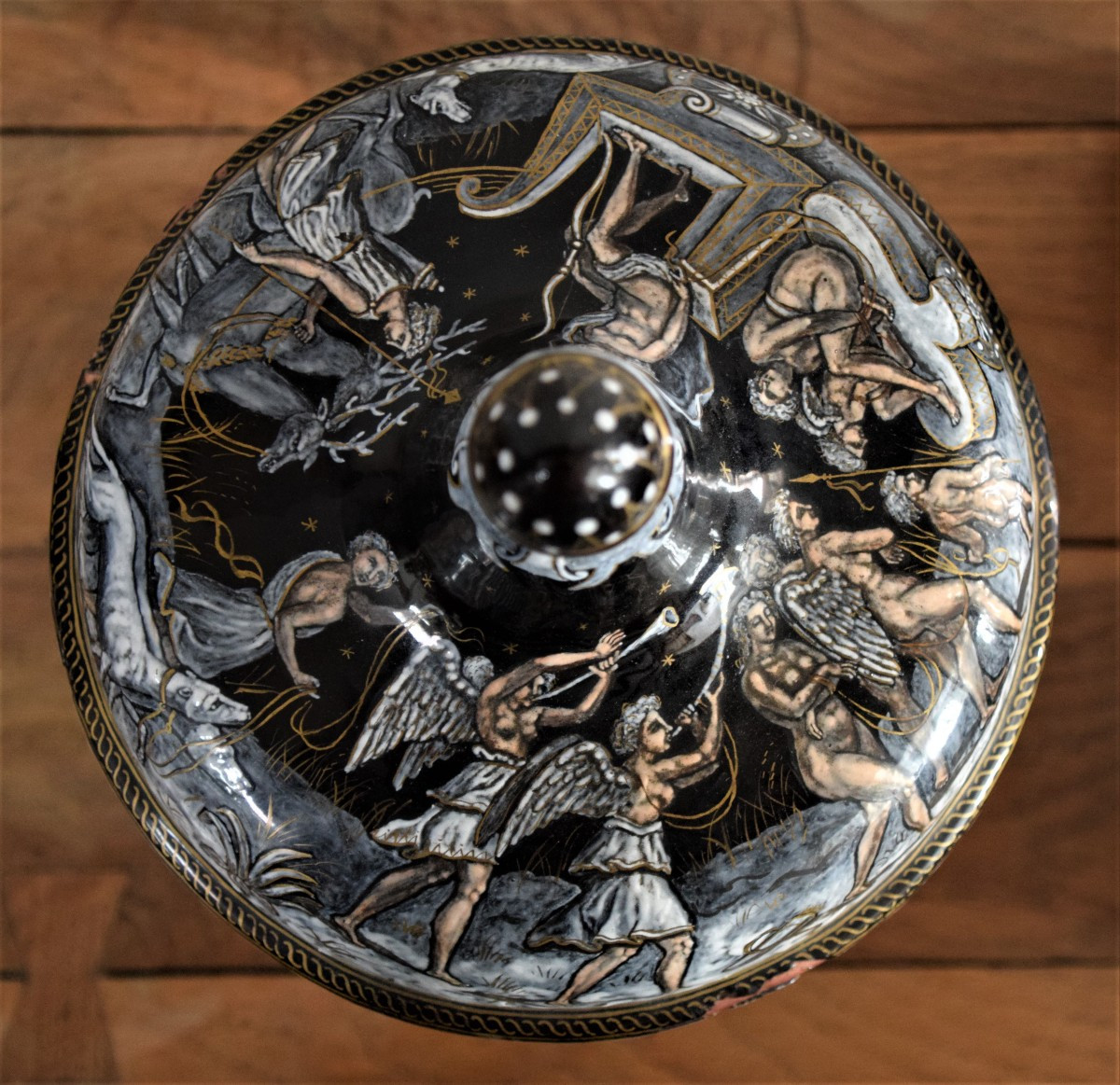 Limoges, Early 19th Century. Enamel Cup With Lid, Decorated In Honor Of Diana.-photo-1