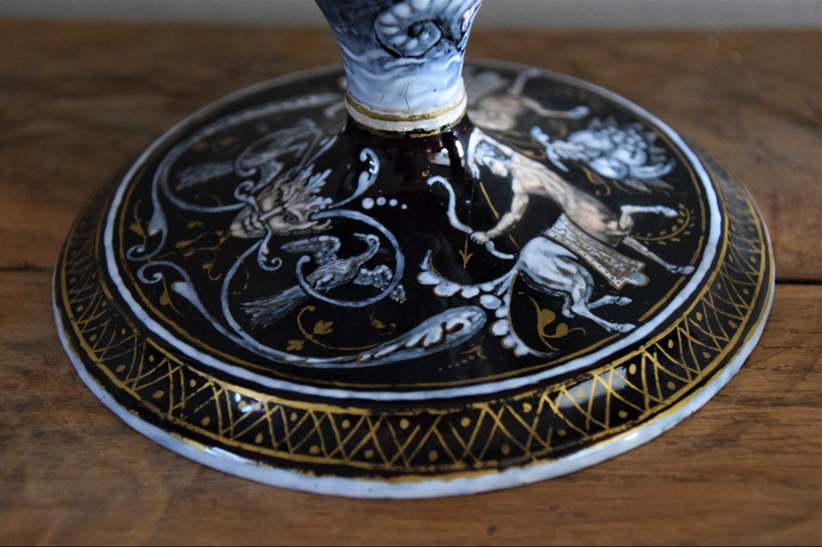 Limoges, Early 19th Century. Enamel Cup With Lid, Decorated In Honor Of Diana.-photo-6