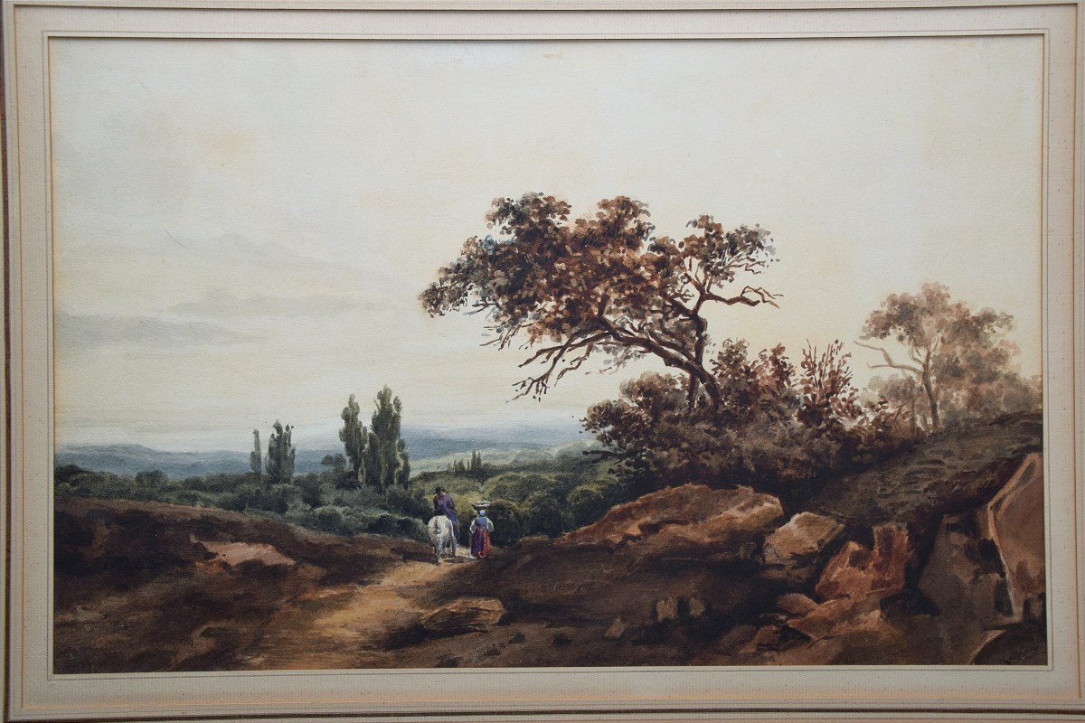 Arthur Lachasse 1842 - 1925 .Promeneurs dans la campagne.